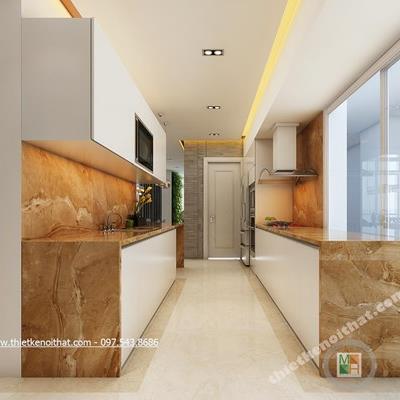  Thi công đá bếp nhân tạo cao cấp trong chung cư Duplex hiện đại