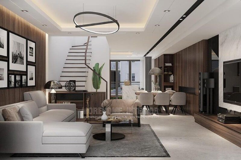 Sắp xếp nội thất phòng khách liền phòng ăn đẹp hiện đại cho chung cư, biệt thự, nhà phố, nhà liền kề.