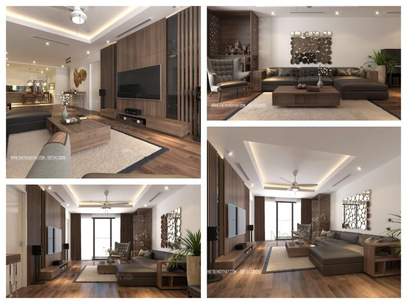 Mẫu bàn trà gỗ óc chó hiện đại đẹp đẳng cấp cho căn hộ chung cư tại Hà Nội