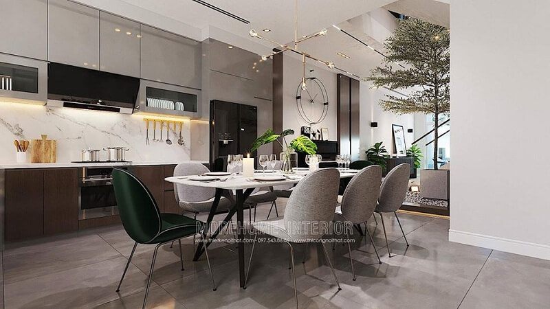 Hệ tủ bếp gỗ công nghiệp mang đến vẻ đẹp sang trọng cho không gian sống gia chủ.