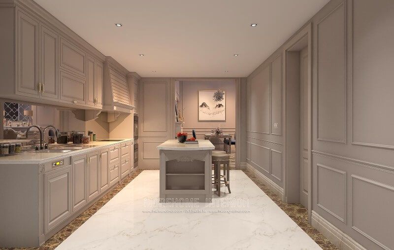Mẫu thiết kế tủ bếp sang trọng tại căn hộ Penthouse KeangNam cao cấp