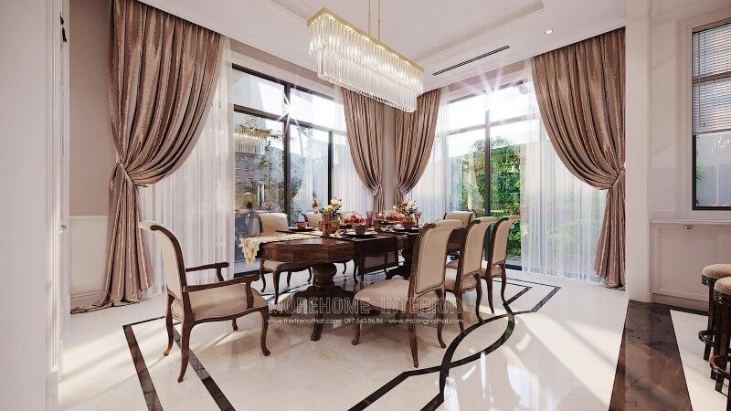 Trang trí nội thất phòng ăn đẹp cho biệt thự ciputra tây hồ hà nội